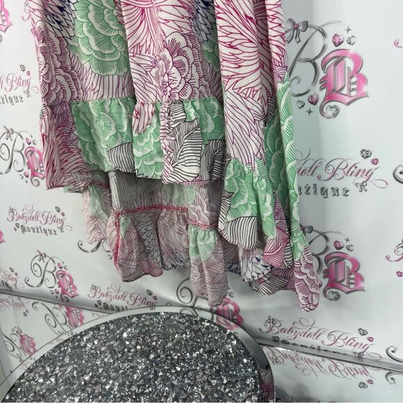 Rip curl dress strapless ruffle high low Floral Print Women's Skirt - Picture 3 of 8